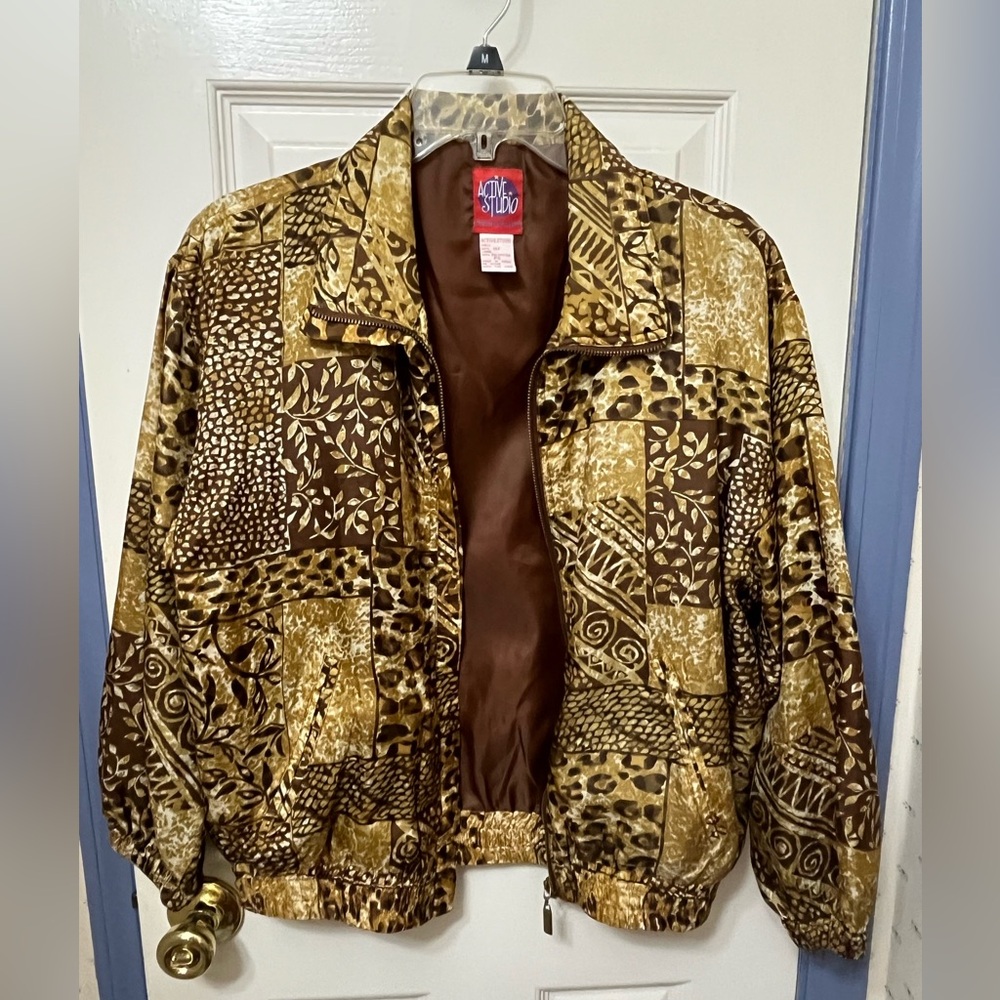 Patchwork Brown *Silk* Jacket, Size Ps - image 2